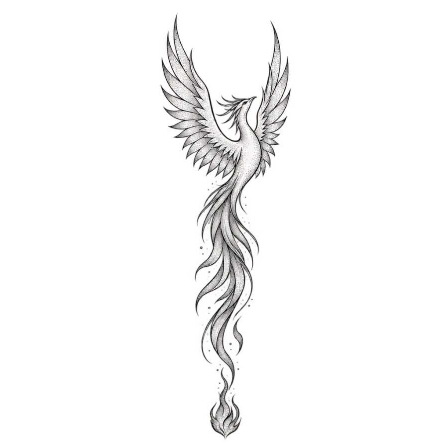 Phoenix tattoo design generated with AI Tattoo Lab