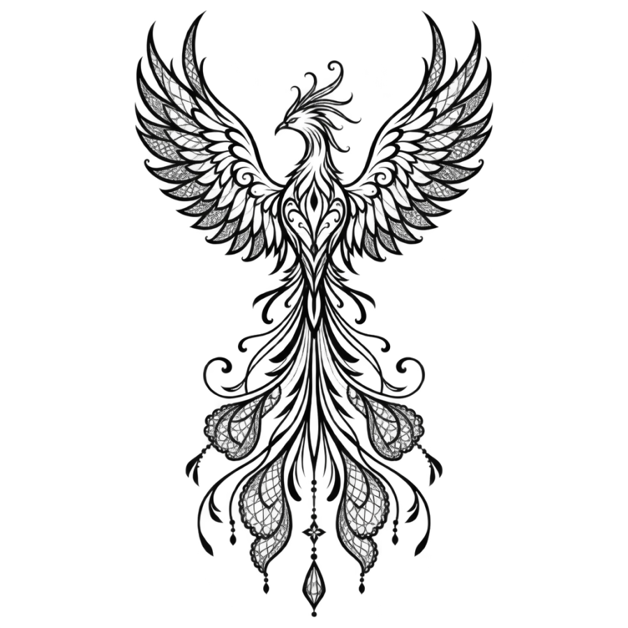 Phoenix tattoo design generated with AI Tattoo Lab