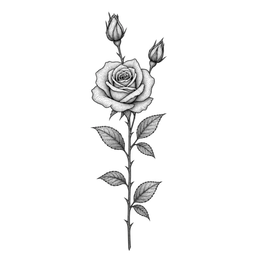 Rose tattoo design generated with AI Tattoo Lab
