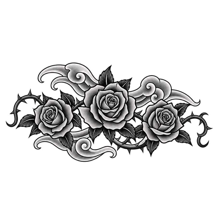 Rose tattoo design generated with AI Tattoo Lab