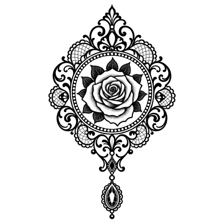 Rose tattoo design generated with AI Tattoo Lab