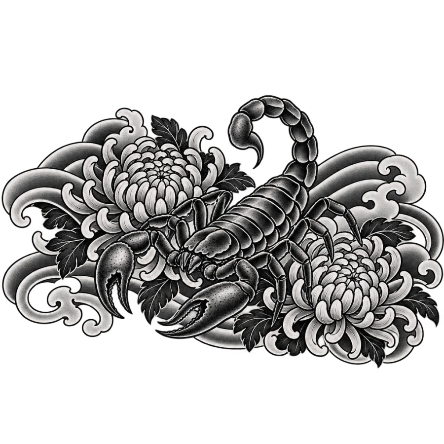 Scorpion tattoo design generated with AI Tattoo Lab