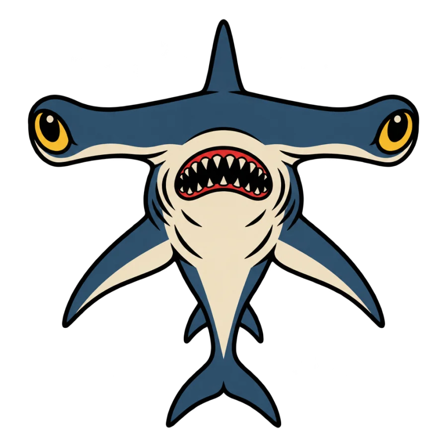 American traditional hammerhead shark tattoo design in a bold wide band