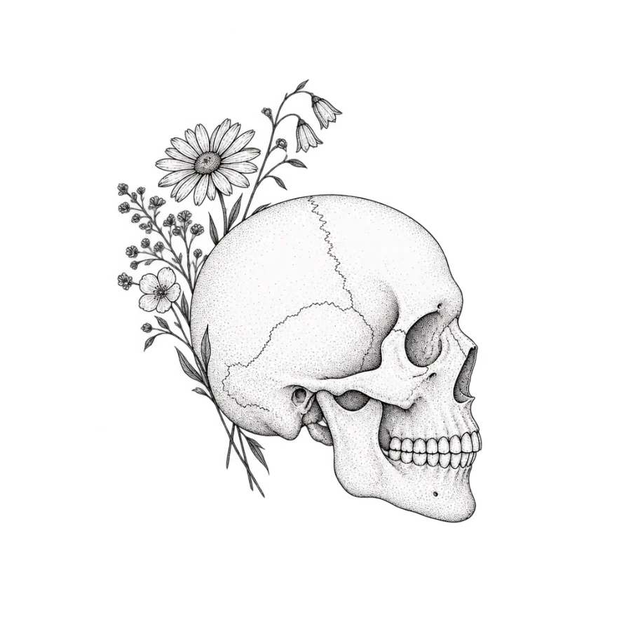 Skull tattoo design generated with AI Tattoo Lab