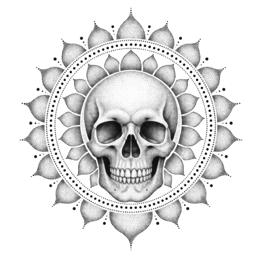 Skull tattoo design generated with AI Tattoo Lab
