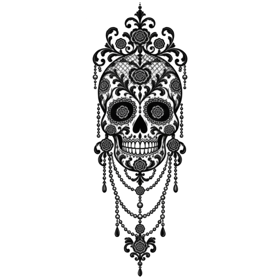 Skull tattoo design generated with AI Tattoo Lab