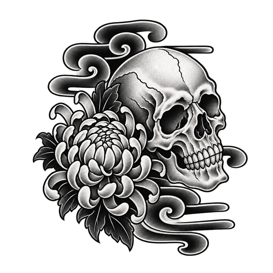 Skull tattoo design generated with AI Tattoo Lab