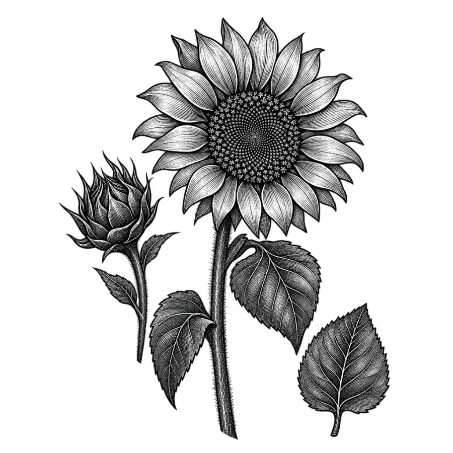 Sunflower tattoo design generated with AI Tattoo Lab