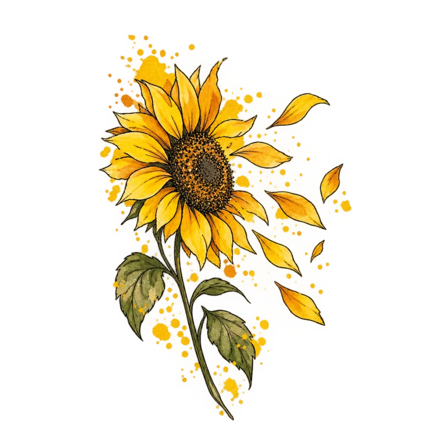 Sunflower tattoo design generated with AI Tattoo Lab