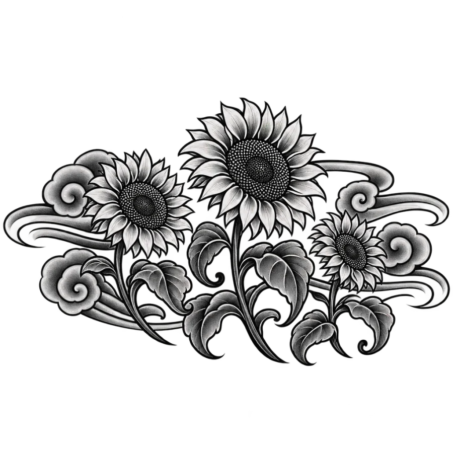 Sunflower tattoo design generated with AI Tattoo Lab