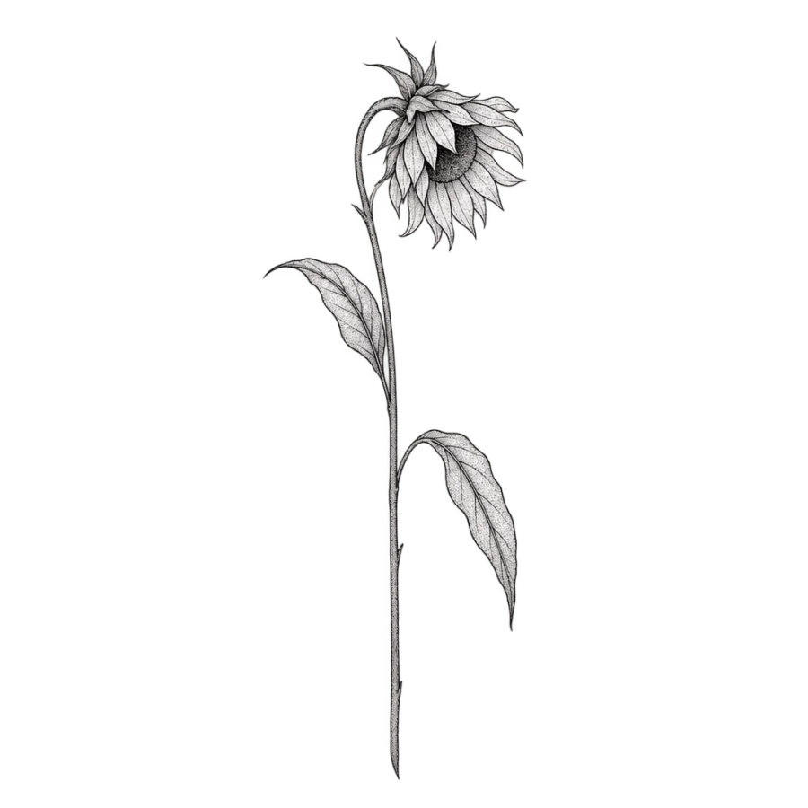 Sunflower tattoo design generated with AI Tattoo Lab