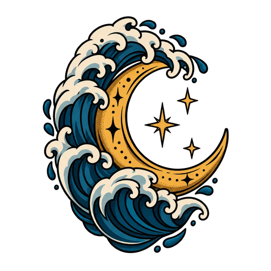 Wave tattoo design generated with AI Tattoo Lab