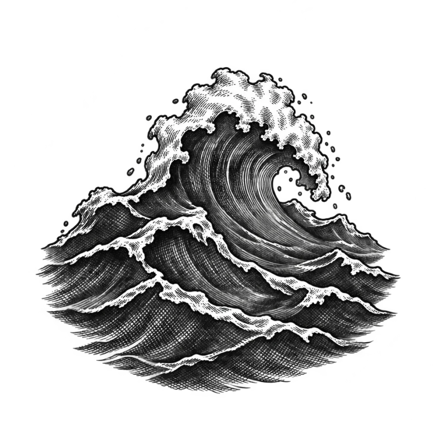 Wave tattoo design generated with AI Tattoo Lab