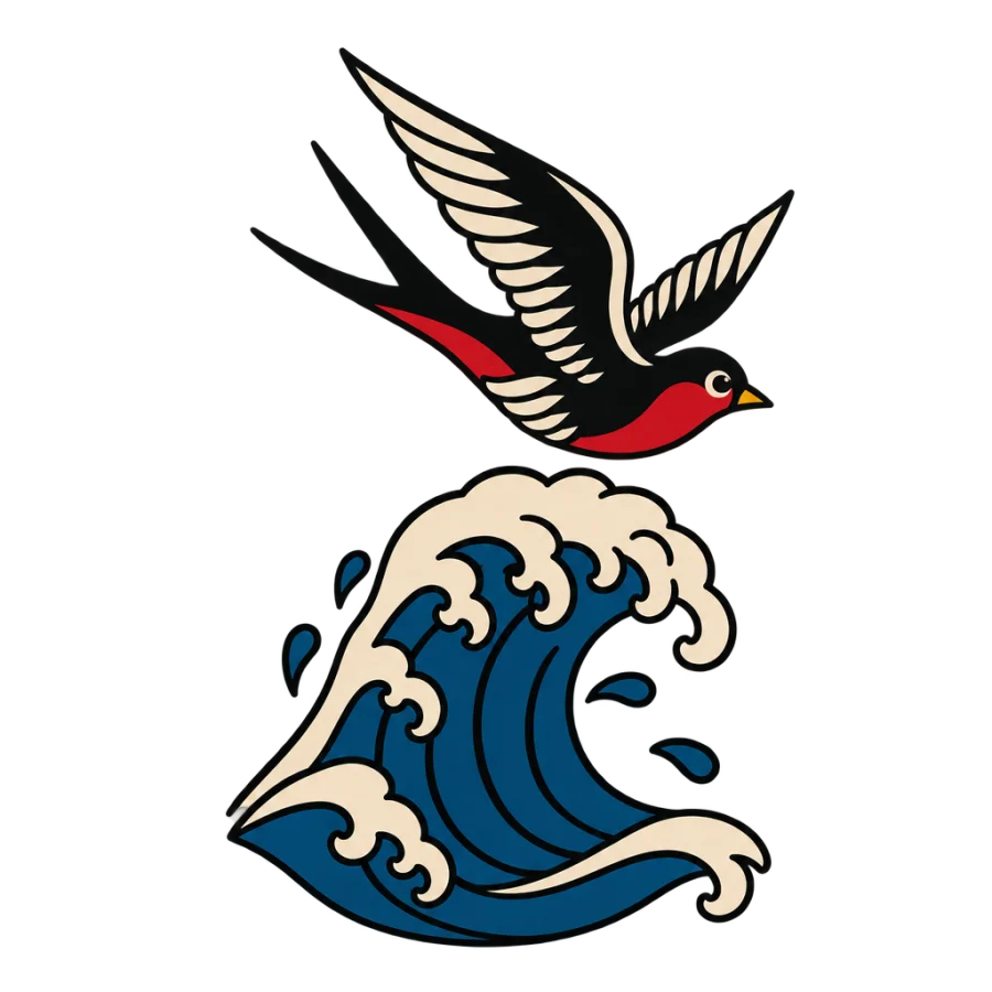 Wave tattoo design generated with AI Tattoo Lab