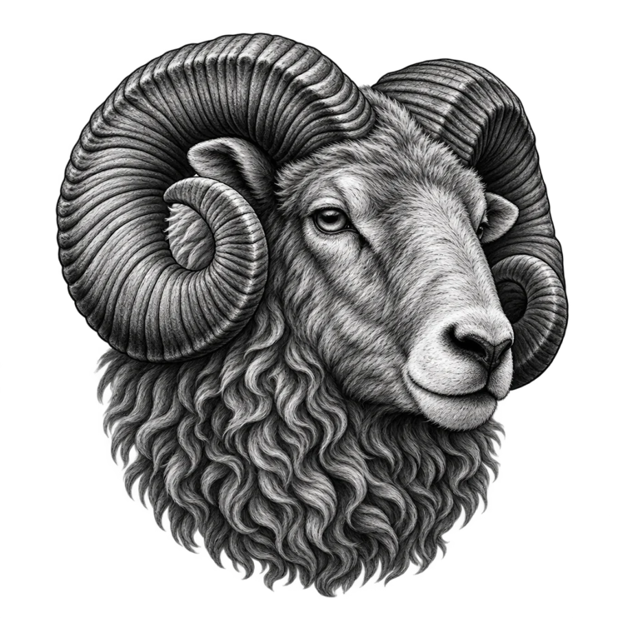 Aries tattoo design generated with AI Tattoo Lab