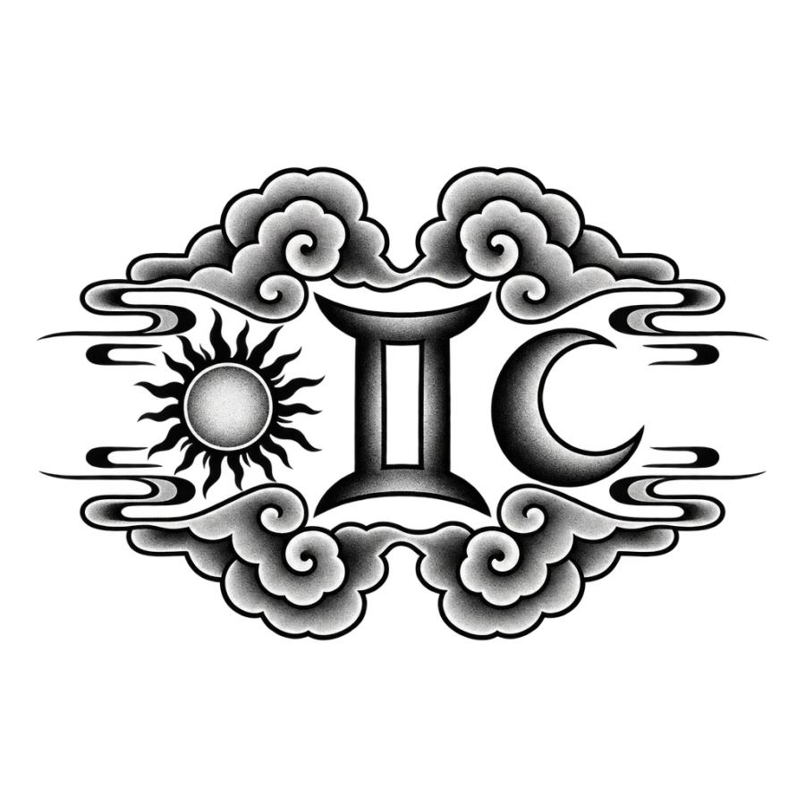 Gemini tattoo design generated with AI Tattoo Lab