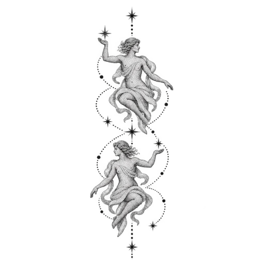 Gemini tattoo design generated with AI Tattoo Lab