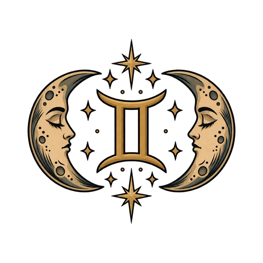 Gemini tattoo design generated with AI Tattoo Lab