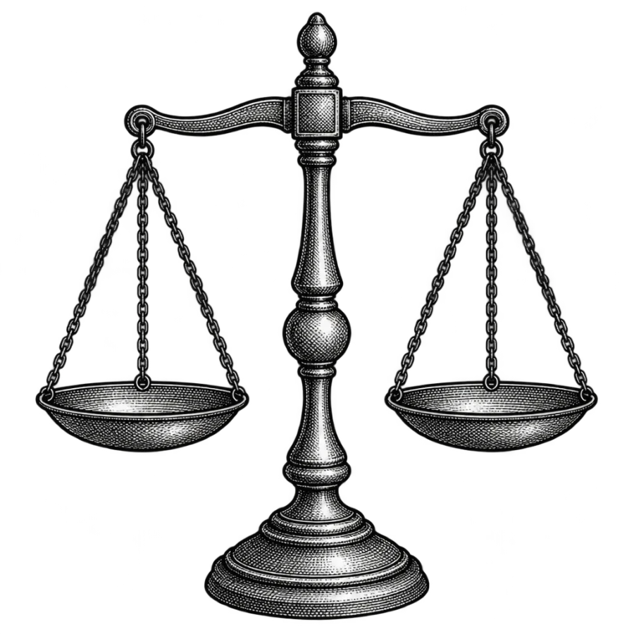 Engraved antique balance scale tattoo design for the Libra sign