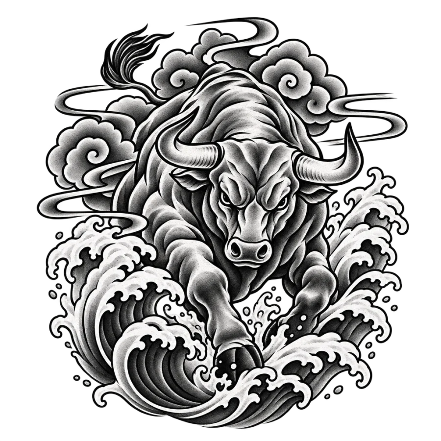 Taurus tattoo design generated with AI Tattoo Lab