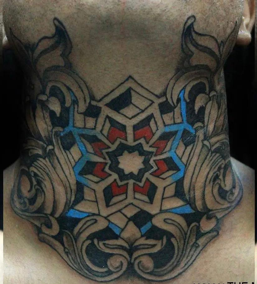 This colored and isometrically designed tattoo is sure to attract others' attention undoubtedly.